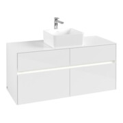V&B Meuble sous lavabo Collaro 120x54,8x50cm, WT mi, LED 8,8 W, blanc brillant