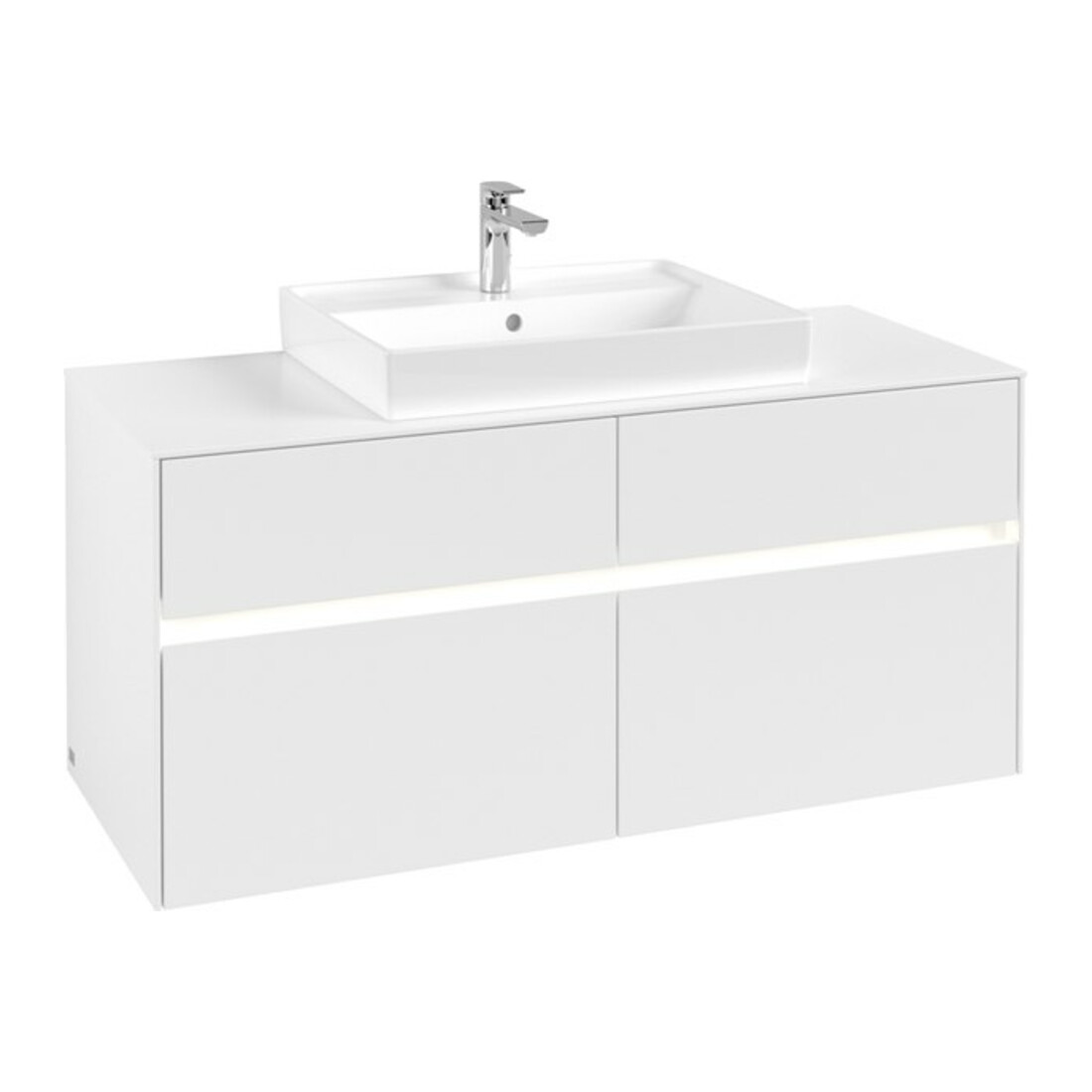 V&B Meuble sous lavabo Collaro 120x54,8x50cm, WT mi, LED 8,8 W, blanc mat