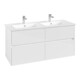V&B Meuble sous lavabo Collaro 126,1x61x48cm, vasque centrale, blanc brillant-1