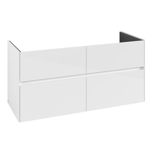 V&B Meuble sous lavabo Collaro 126,1x61x48cm, vasque centrale, blanc brillant