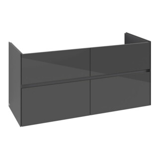 V&B Meuble sous lavabo Collaro 126,1x61x48cm, vasque centrale, gris brillant