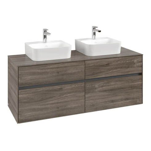 V&B Meuble sous lavabo Collaro 140x54,8x50 cm, 2 tiroirs, chêne pierre