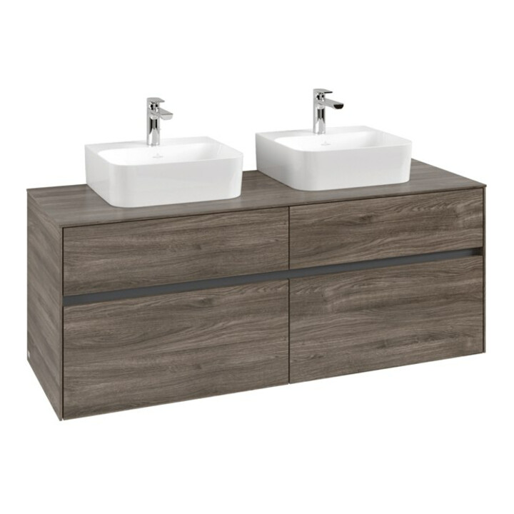 V&B Meuble sous lavabo Collaro 140x54,8x50 cm, 2 tiroirs, chêne pierre