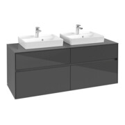 V&B Meuble sous lavabo Collaro 140x54,8x50 cm, 2 tiroirs, gris brillant