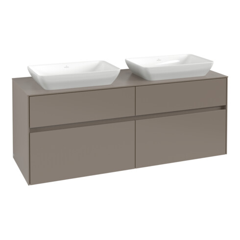 V&B Meuble sous-lavabo Collaro 140x54,8x50 cm, 2 tiroirs, LED 10 W, bleu