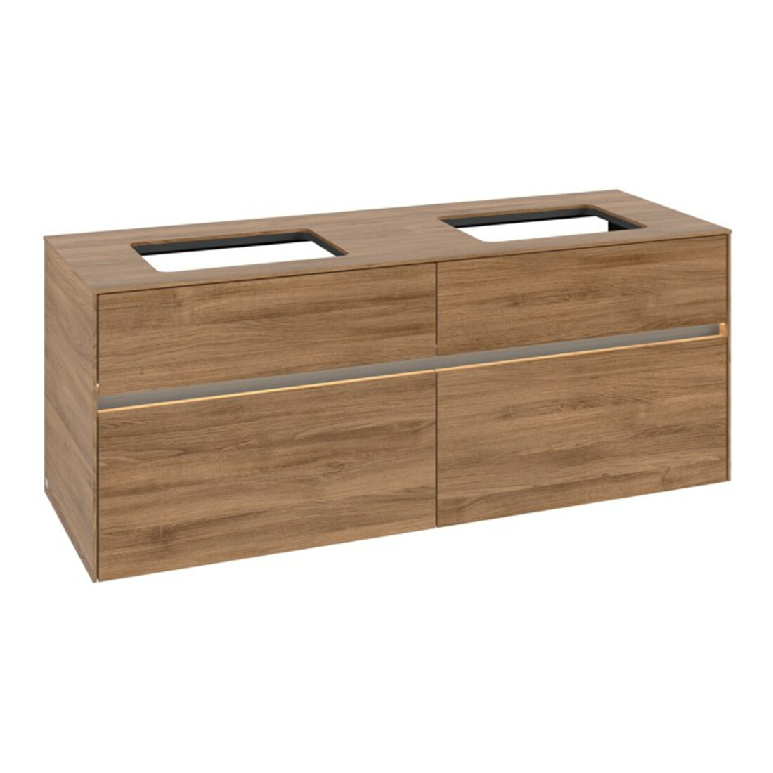 V&B Meuble sous lavabo Collaro 140x54,8x50 cm, 2 tiroirs, LED 10 W, Kan Oa