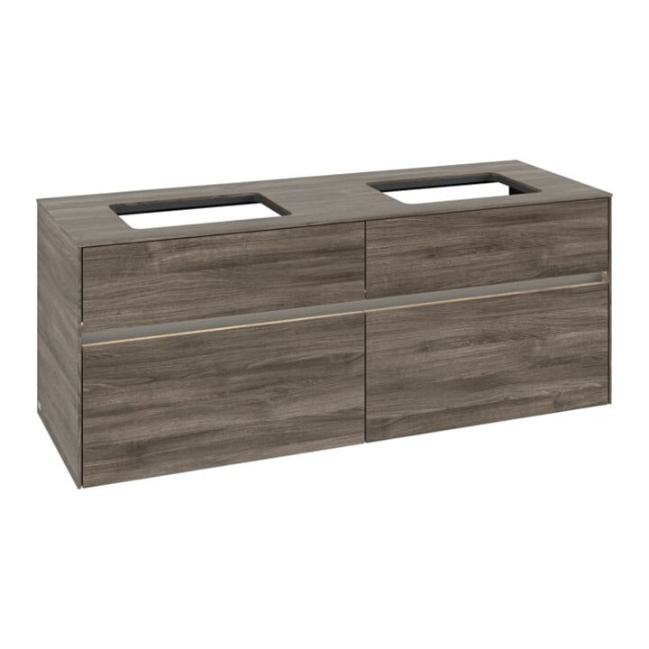 V&B Meuble sous lavabo Collaro 140x54,8x50 cm, 2 tiroirs, LED 10 W, st. Oa