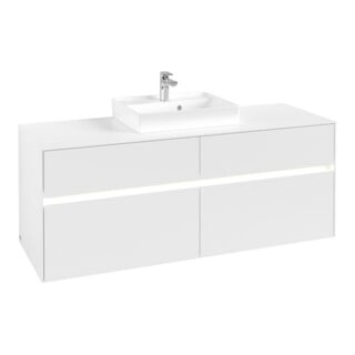 V&B Meuble sous lavabo Collaro 140x54,8x50 cm, avec LED 10 W, blanc mat
