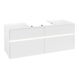 V&B Meuble sous lavabo Collaro 140x54,8x50 cm, avec LED 10 W, blanc mat