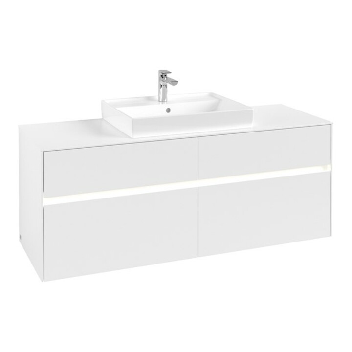 V&B Meuble sous lavabo Collaro 140x54,8x50 cm, avec LED 10 W, blanc mat