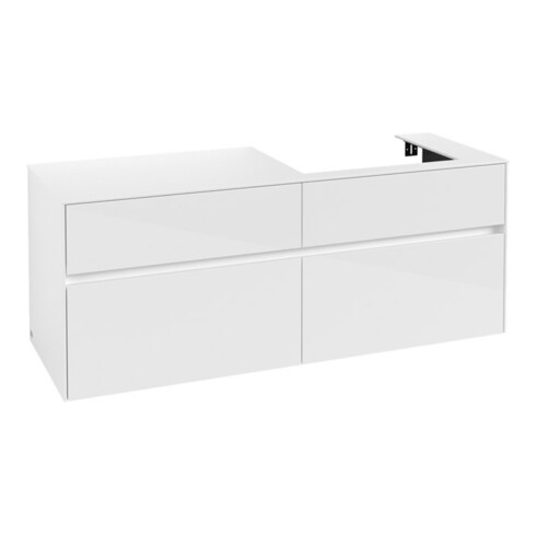 V&B Meuble sous lavabo Collaro 140x54,8x50 cm, lavabo à droite, blanc brillant