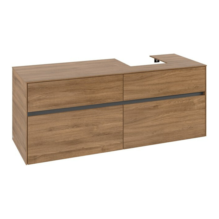 V&B Meuble sous lavabo Collaro 140x54,8x50 cm, lavabo à droite, chêne Kansas