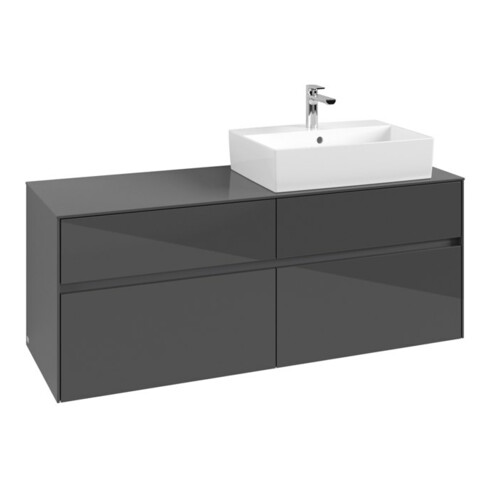 V&B Meuble sous lavabo Collaro 140x54,8x50 cm, lavabo à droite, gris brillant