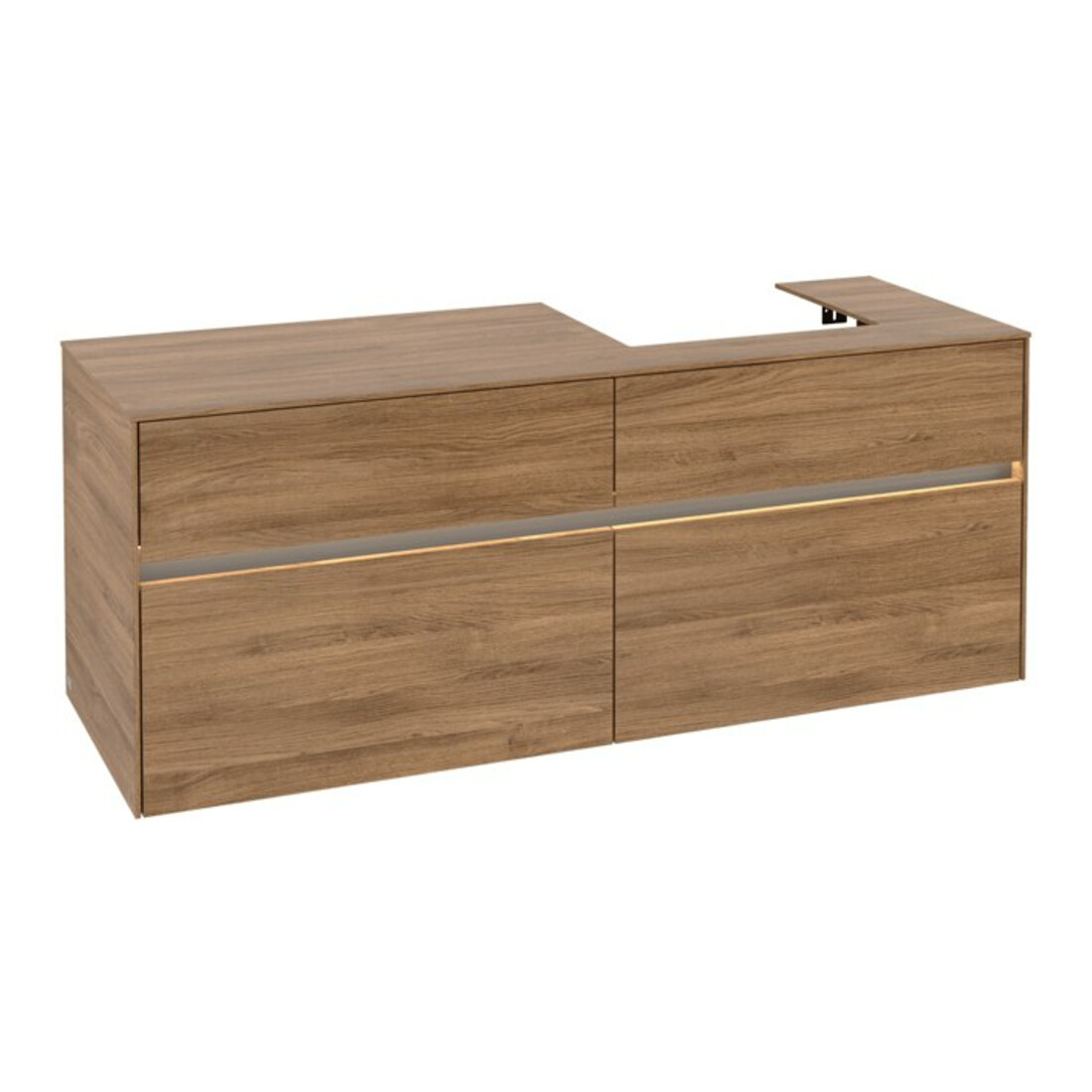 V&B Meuble sous-lavabo Collaro 140x54,8x50 cm, lavabo à droite, LED 10W, Kan Oa