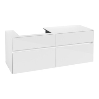 V&B Meuble sous lavabo Collaro 140x54,8x50 cm, lavabo gauche, blanc brillant