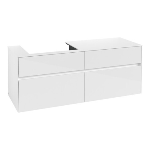 V&B Meuble sous lavabo Collaro 140x54,8x50 cm, lavabo gauche, blanc brillant