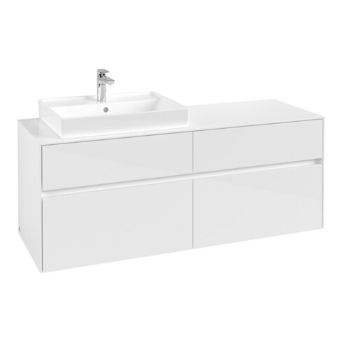 V&B Meuble sous lavabo Collaro 140x54,8x50 cm, lavabo gauche, blanc brillant