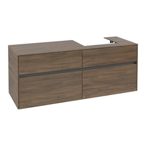 V&B Meuble sous lavabo Collaro 140x54,8x50 cm, LV droit, chêne Arizona