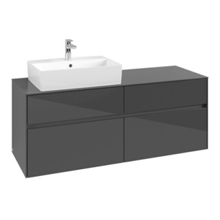 V&B Meuble sous-lavabo Collaro 140x54,8x50 cm, LV gauche, gris brillant
