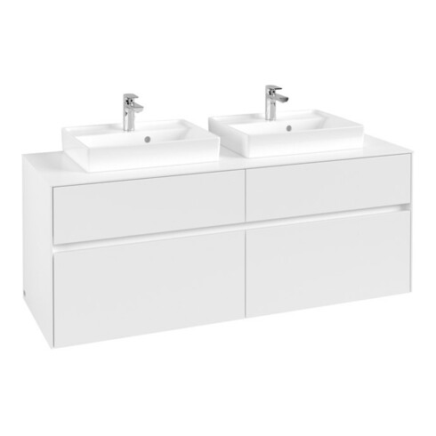 V&B Meuble sous-lavabo Collaro 140x54,8x50 cm, pour 2 lavabos, blanc mat