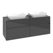 V&B Meuble sous lavabo Collaro 140x54,8x50 cm, pour 2 lavabos, gris brillant