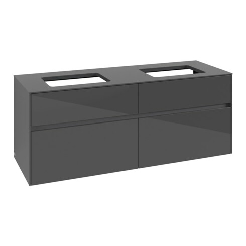 V&B Meuble sous lavabo Collaro 140x54,8x50 cm, pour 2 lavabos, gris brillant