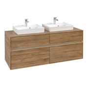 V&B Meuble sous lavabo Collaro 140x54,8x50 cm, pour 2 lavabos, LED 10 W, Kan Oa