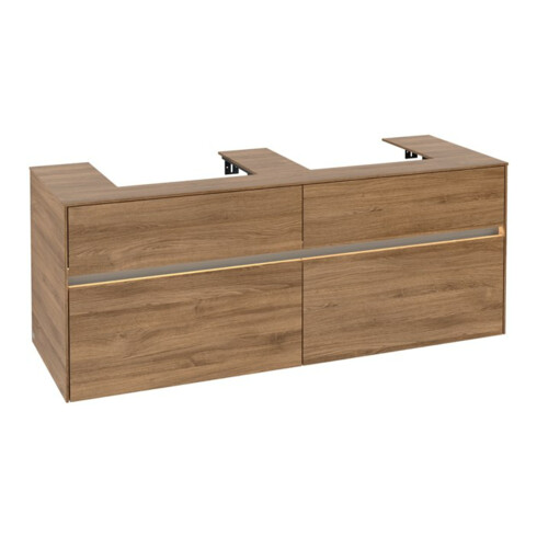 V&B Meuble sous lavabo Collaro 140x54,8x50 cm, pour 2 lavabos, LED 10 W, Kan Oa