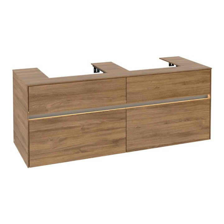 V&B Meuble sous lavabo Collaro 140x54,8x50 cm, pour 2 lavabos, LED 10 W, Kan Oa