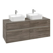 V&B Meuble sous lavabo Collaro 140x54,8x50 cm, pour 2 lavabos, LED 10 W, st. Oa
