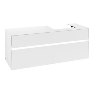 V&B Meuble sous lavabo Collaro 140x54,8x50 cm, vasque à droite, LED 10W, blanc mat