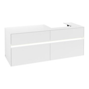 V&B Meuble sous lavabo Collaro 140x54,8x50 cm, vasque à droite, LED 10W, blanc mat