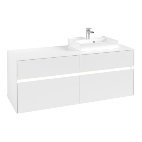 V&B Meuble sous lavabo Collaro 140x54,8x50 cm, vasque à droite, LED 10W, blanc mat