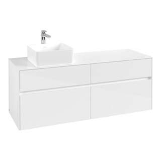 V&B Meuble sous-lavabo Collaro 140x54,8x50 cm, vasque à gauche, blanc brillant