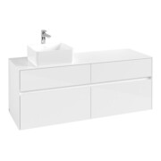 V&B Meuble sous-lavabo Collaro 140x54,8x50 cm, vasque à gauche, blanc brillant