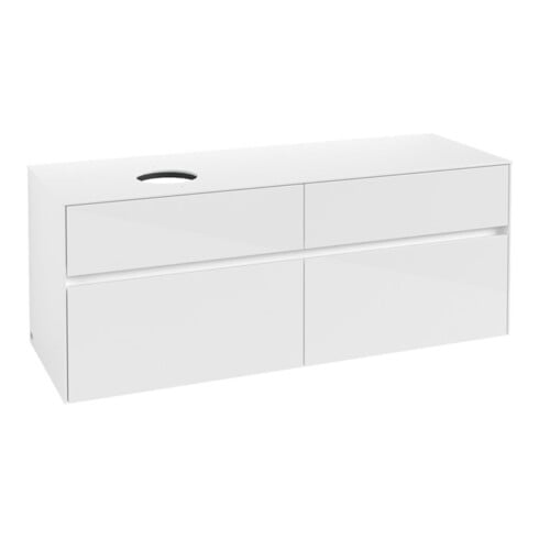 V&B Meuble sous-lavabo Collaro 140x54,8x50 cm, vasque à gauche, blanc brillant