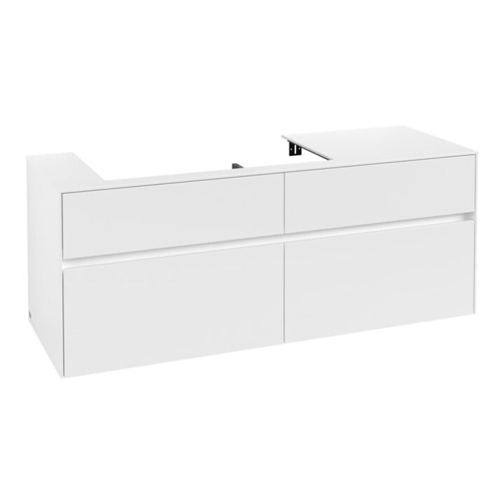 V&B Meuble sous-lavabo Collaro 140x54,8x50 cm, vasque à gauche, blanc mat