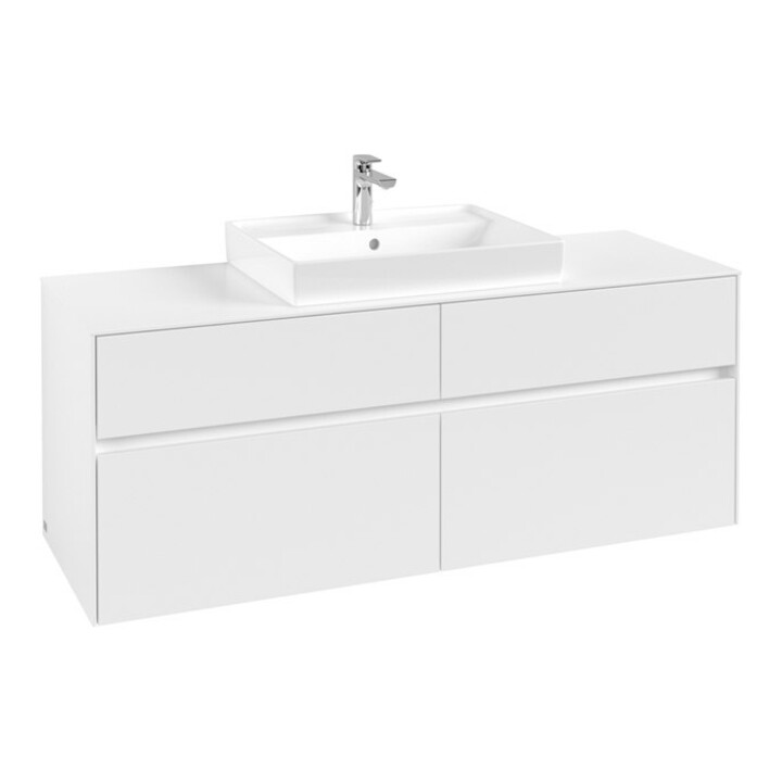 V&B Meuble sous lavabo Collaro 140x54,8x50 cm, vasque centrale, blanc mat
