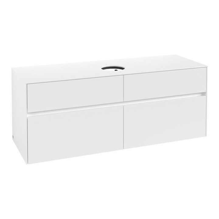 V&B Meuble sous lavabo Collaro 140x54,8x50 cm, vasque centrale, blanc mat