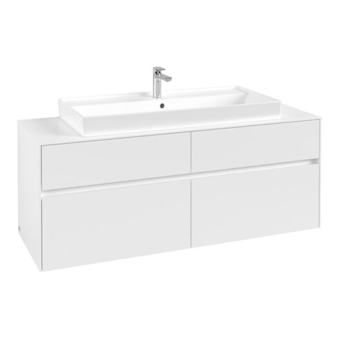 V&B Meuble sous-lavabo Collaro 140x54,8x50 cm, vasque centrale, blanc mat