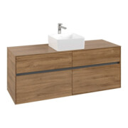 V&B Meuble sous lavabo Collaro 140x54,8x50 cm, vasque centrale, chêne Kansas-3