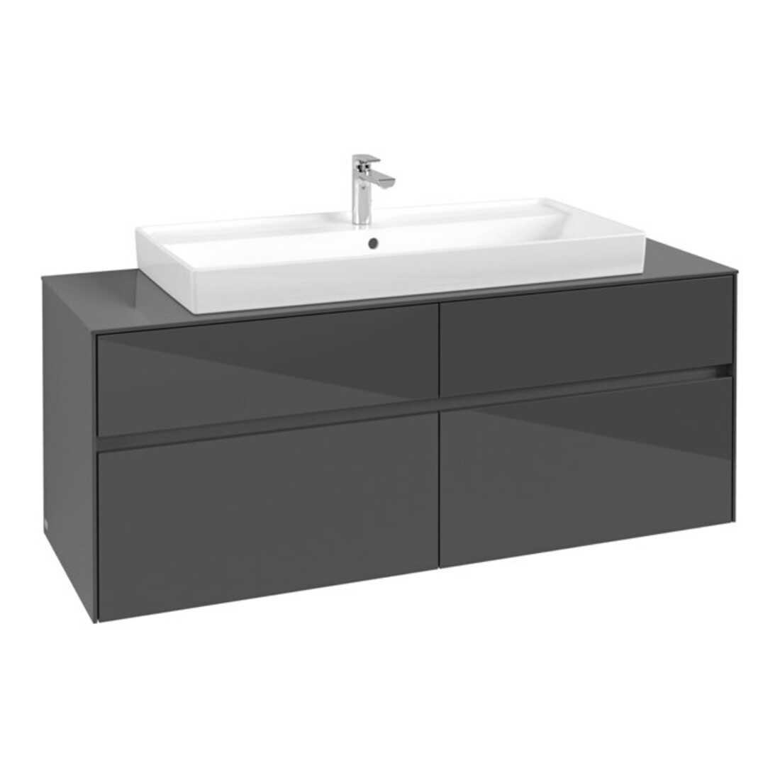 V&B Meuble sous lavabo Collaro 140x54,8x50 cm, vasque centrale, gris brillant