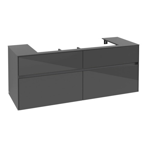 V&B Meuble sous lavabo Collaro 140x54,8x50 cm, vasque centrale, gris brillant
