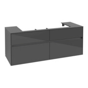 V&B Meuble sous lavabo Collaro 140x54,8x50 cm, vasque centrale, gris brillant-4
