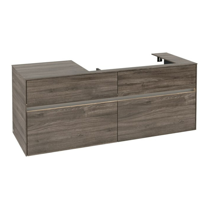 V&B Meuble sous lavabo Collaro 140x54,8x50 cm, vasque droite, avec LED, blanc satiné