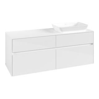 V&B Meuble sous lavabo Collaro 140x54,8x50 cm, vasque droite, blanc brillant