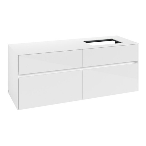 V&B Meuble sous lavabo Collaro 140x54,8x50 cm, vasque droite, blanc brillant