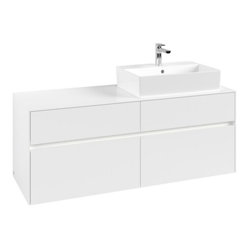V&B Meuble sous lavabo Collaro 140x54,8x50 cm, vasque droite, LED 10W, blanc mat