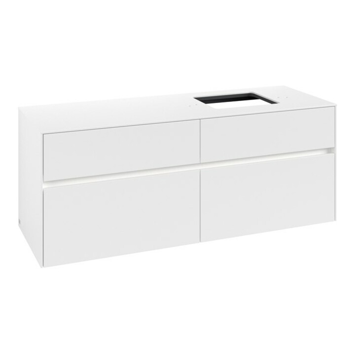 V&B Meuble sous lavabo Collaro 140x54,8x50 cm, vasque droite, LED 10W, blanc mat