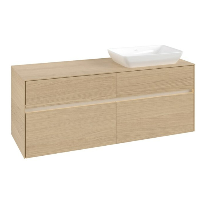 V&B Meuble sous lavabo Collaro 140x54,8x50 cm, vasque droite, LED 10W, Nord Oa